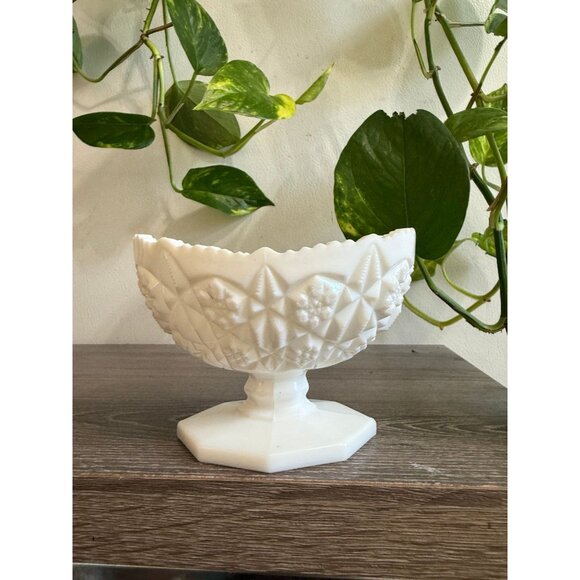 Vintage Milk Glass Taper Candle Holder Dish - Picture 1 of 9